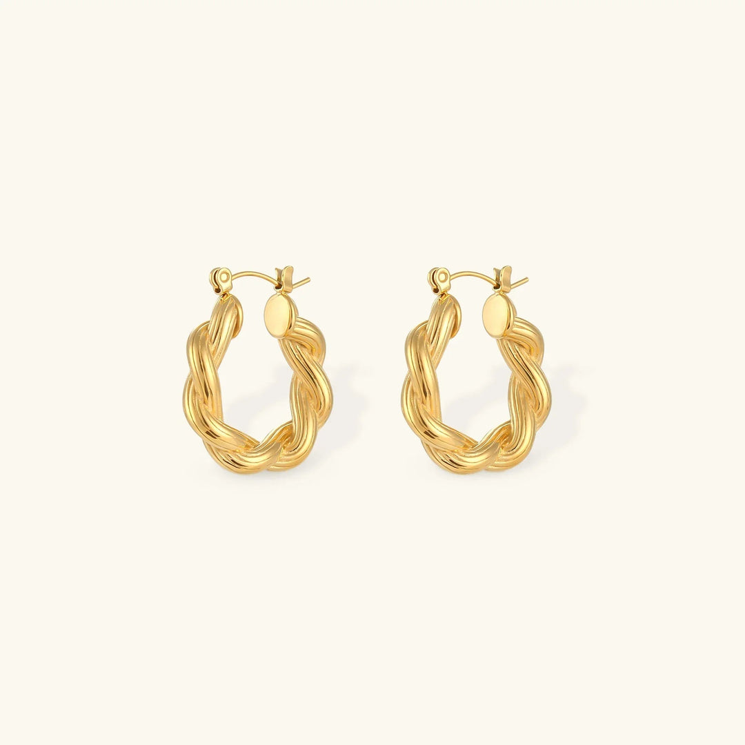 Gold-Plated Twisted Hoop Earrings For Women