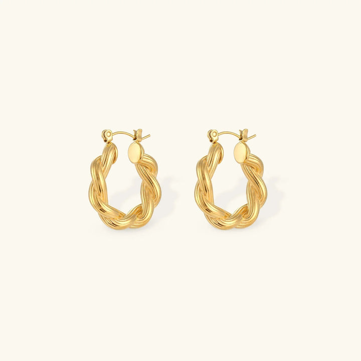 Gold-Plated Twisted Hoop Earrings For Women