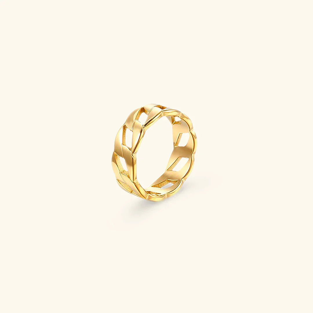 Gold-Plated Cuban Link Ring for Women