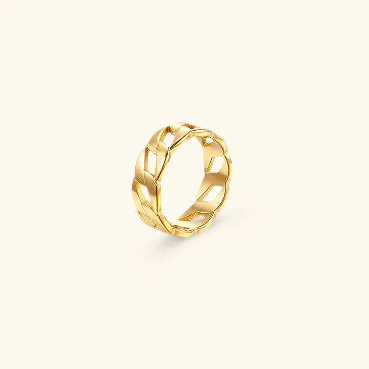 Gold-Plated Cuban Link Ring for Women