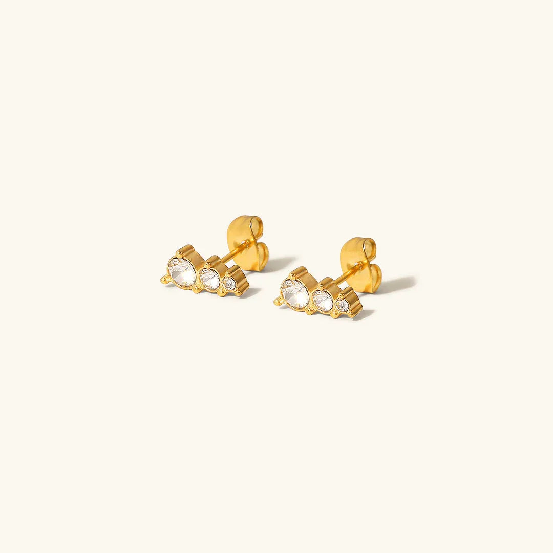 Gold-Plated Cubic Zirconia Stud Earrings for Women