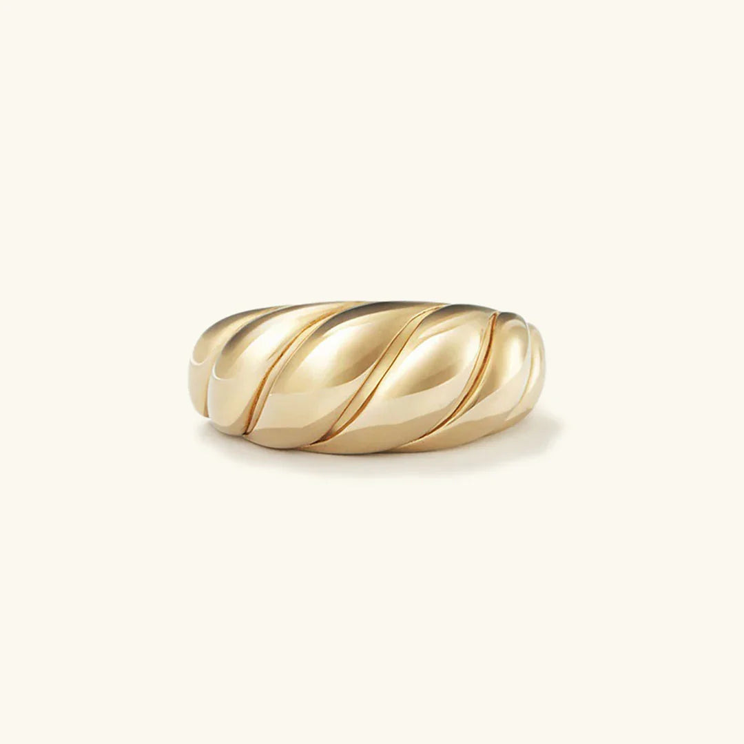 Gold-Plated Chunky Croissant Statement Ring for Women