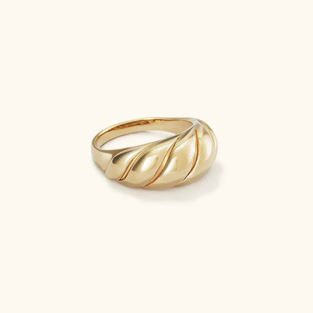 Gold-Plated Chunky Croissant Statement Ring for Women
