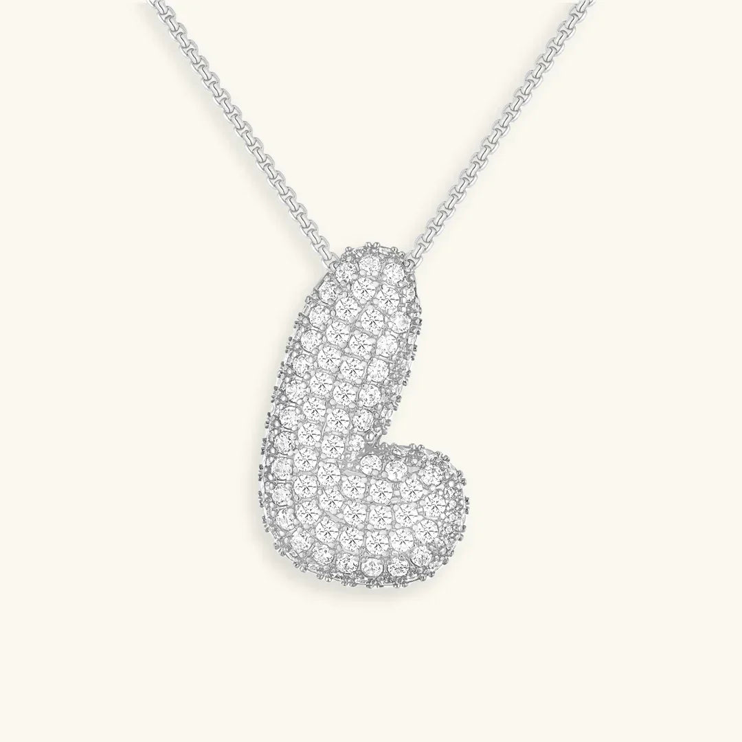 Gold-Plated Bubble Initial Diamond Necklace