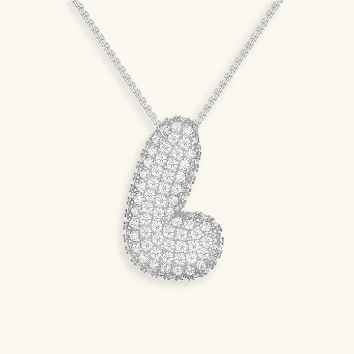 Gold-Plated Bubble Initial Diamond Necklace