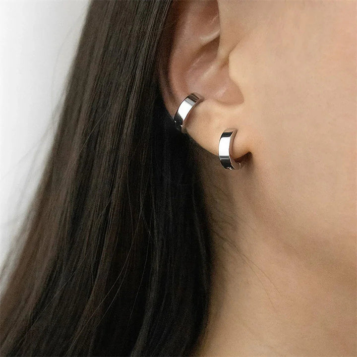 Gold-Plated  Stainless Steel  Chunky Huggie Earrings for Women