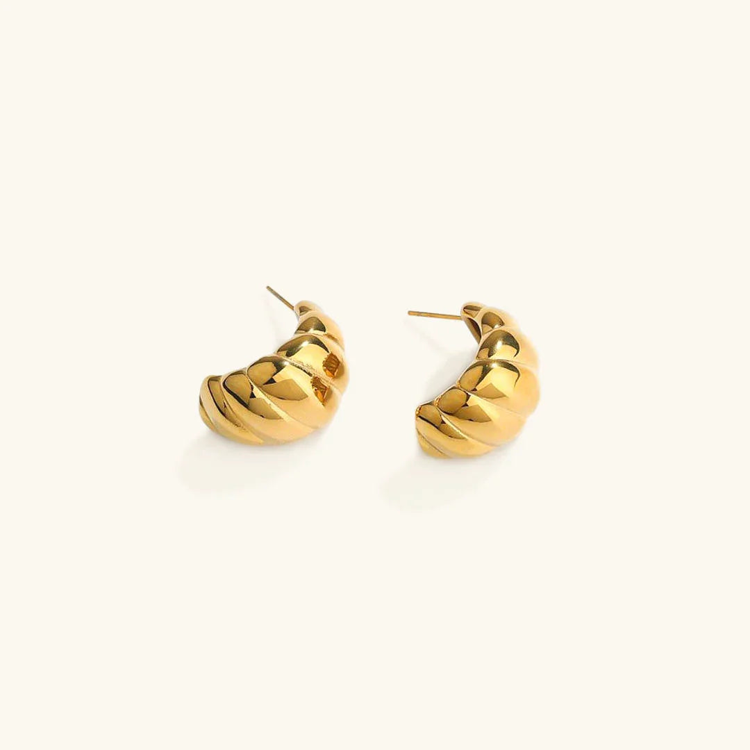 Gold-Plated Textured Huggie Hoop Earrings for Women