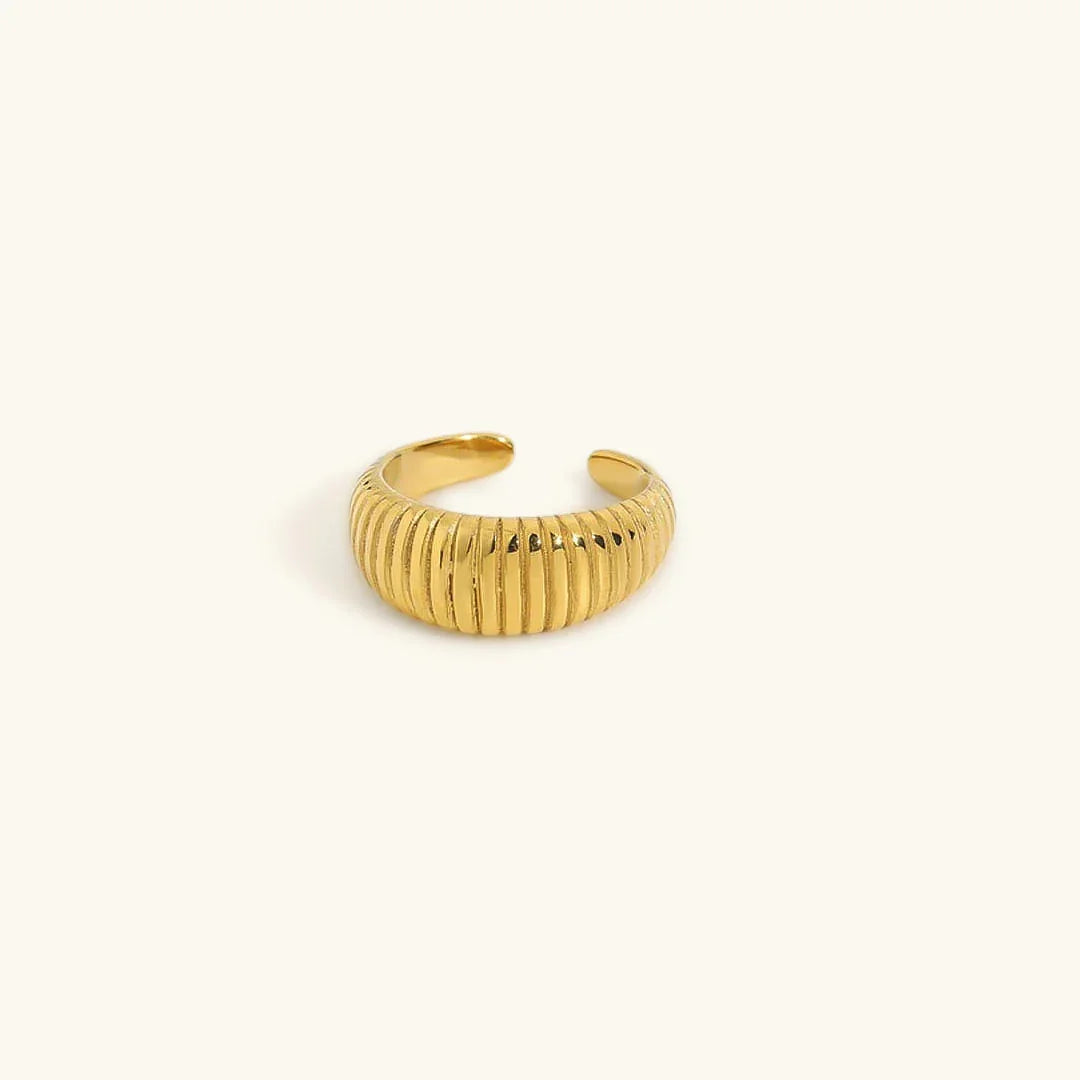 Gold-Plated Chunky Ribbed Band Ring for Women
