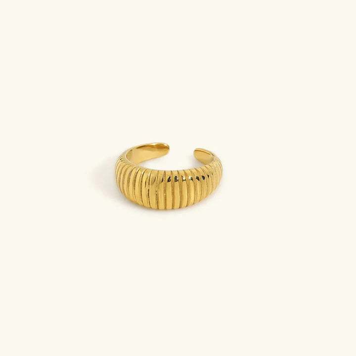 Gold-Plated Chunky Ribbed Band Ring for Women