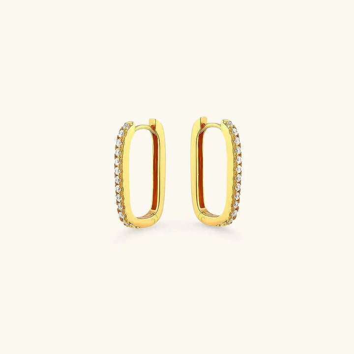 Gold-Plated CZ Oval Huggie Earrings