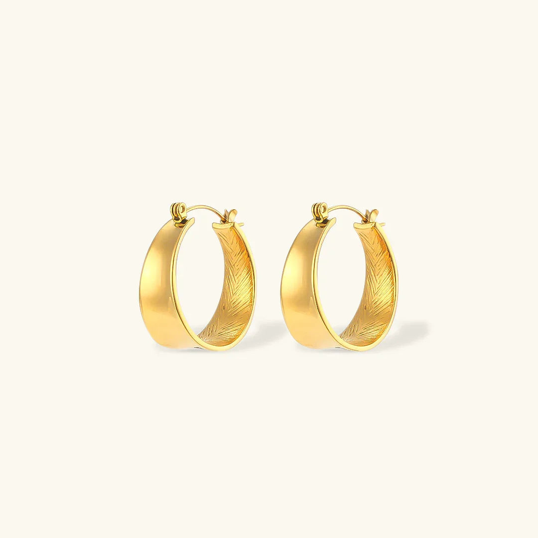 Gold-Plated Flat Hoop Earrings for Women