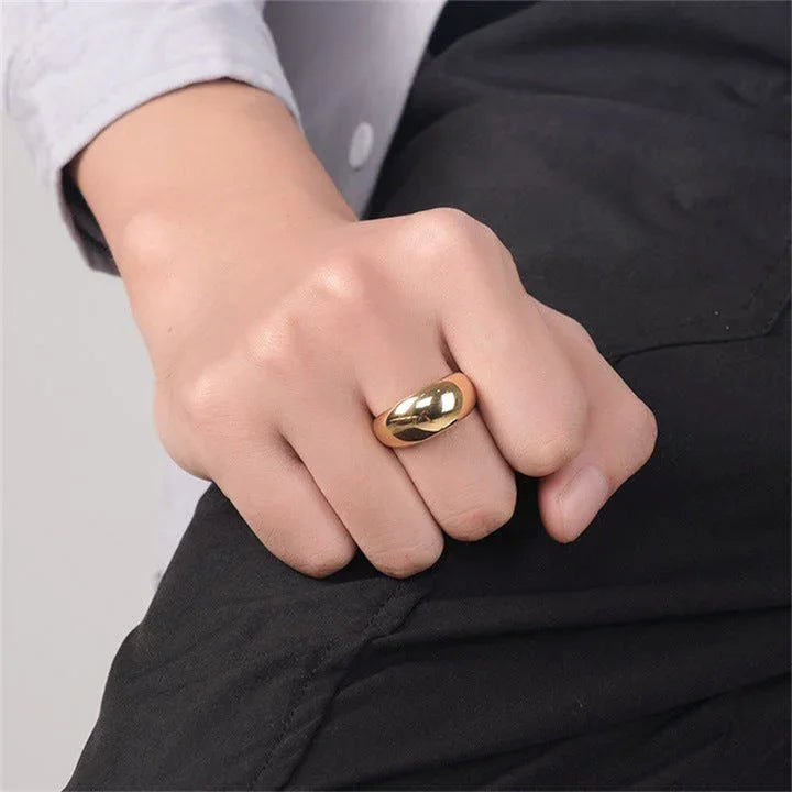 Gold-Plated Statement Ring Women Wide Band