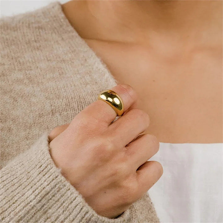 Gold-Plated Statement Ring Women Wide Band