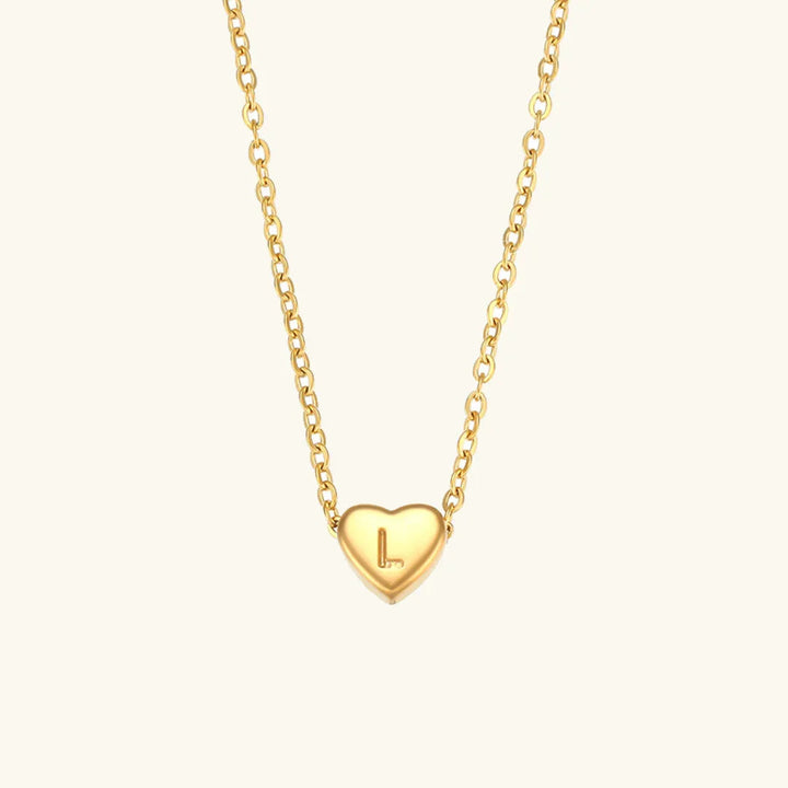 Gold-Plated Heart Initial Necklace