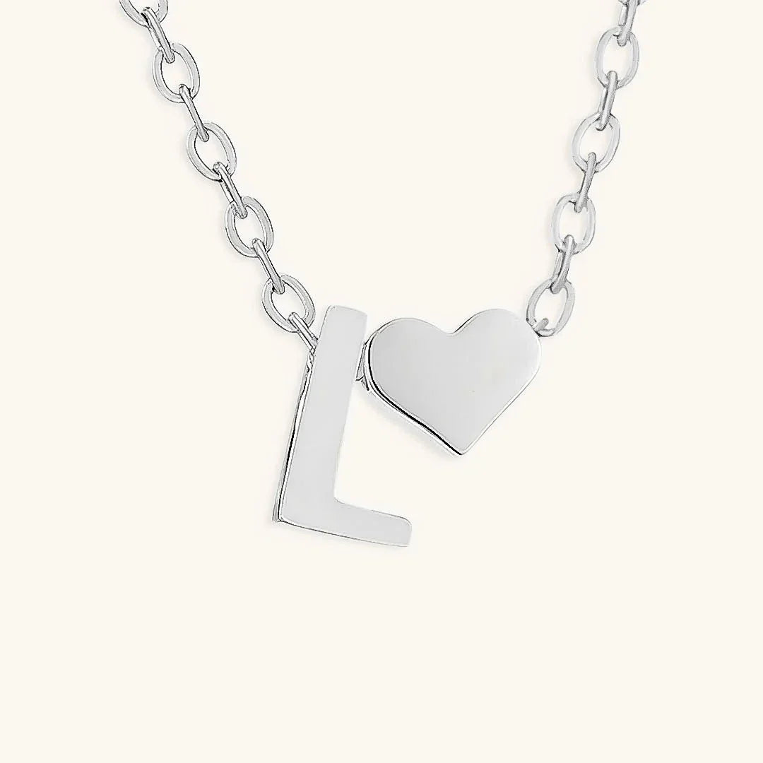 Gold-Plated Initial Heart Pendant Necklace