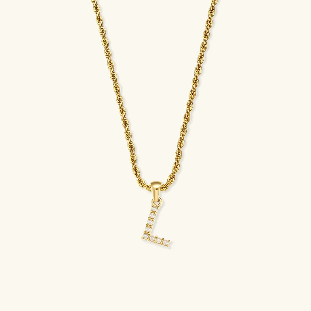 Gold-Plated Initial Letter Necklace with Freshwater Pearls