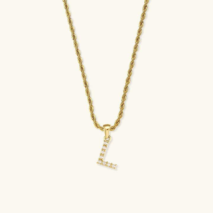 Gold-Plated Initial Letter Necklace with Freshwater Pearls