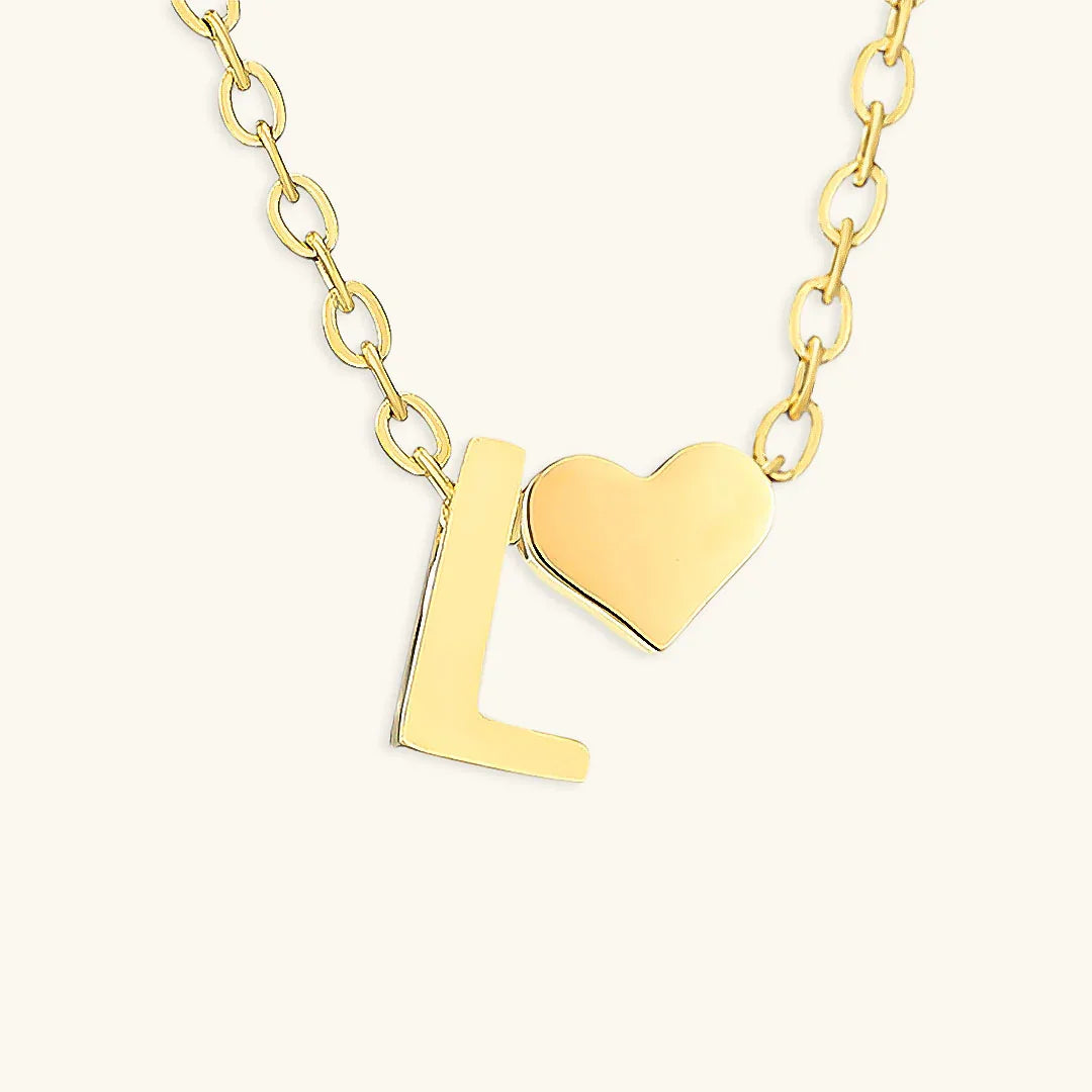 Gold-Plated Initial Heart Pendant Necklace