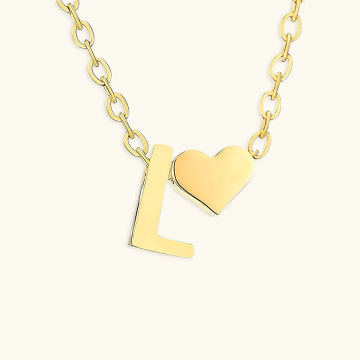 Gold-Plated Initial Heart Pendant Necklace