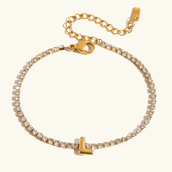 Gold-Plated Cubic Zirconia Initial Tennis Bracelet for Women