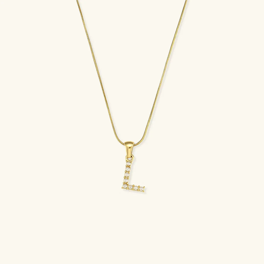Gold-Plated Initial Letter Necklace with Freshwater Pearls
