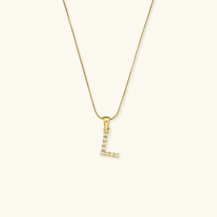 Gold-Plated Initial Letter Necklace with Freshwater Pearls