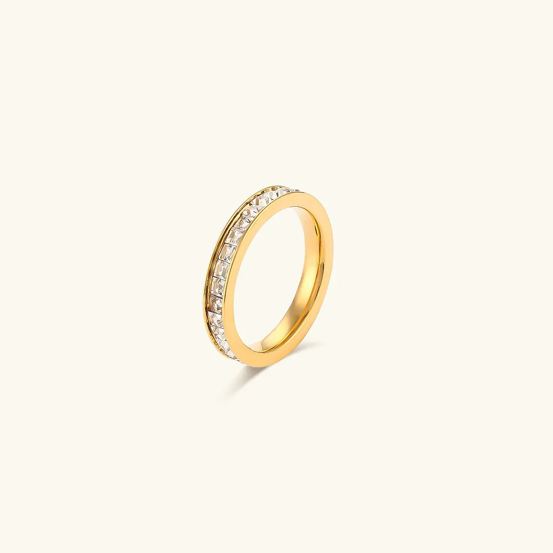 Gold-Plated CZ Band Ring For Women