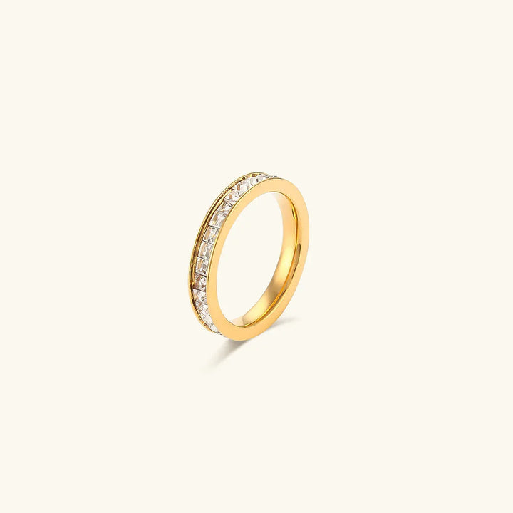 Gold-Plated CZ Band Ring For Women