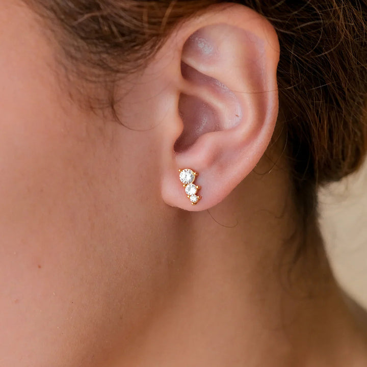 Gold-Plated Cubic Zirconia Stud Earrings for Women
