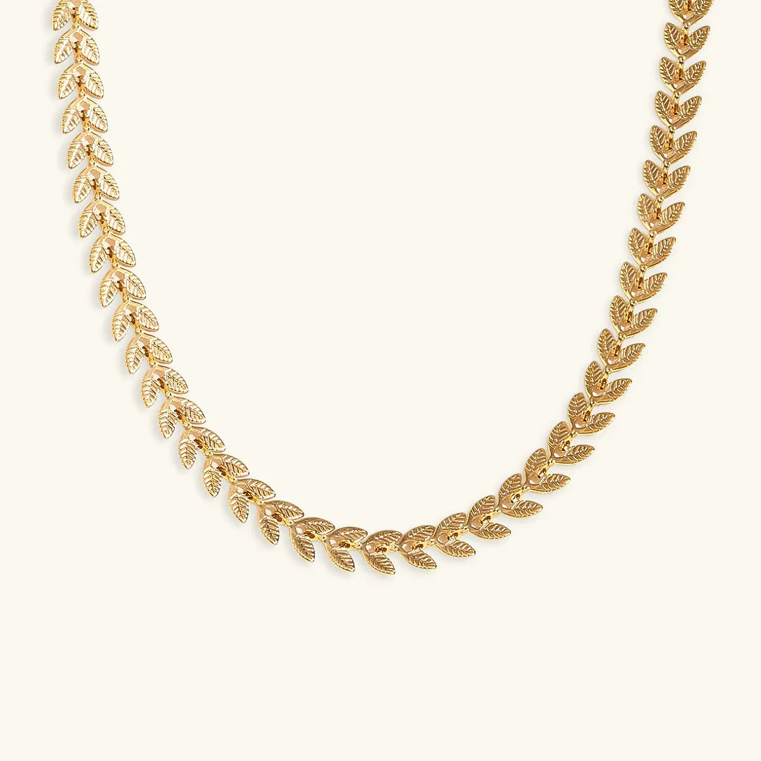 Gold-Plated Laurel Chain Necklace for Women