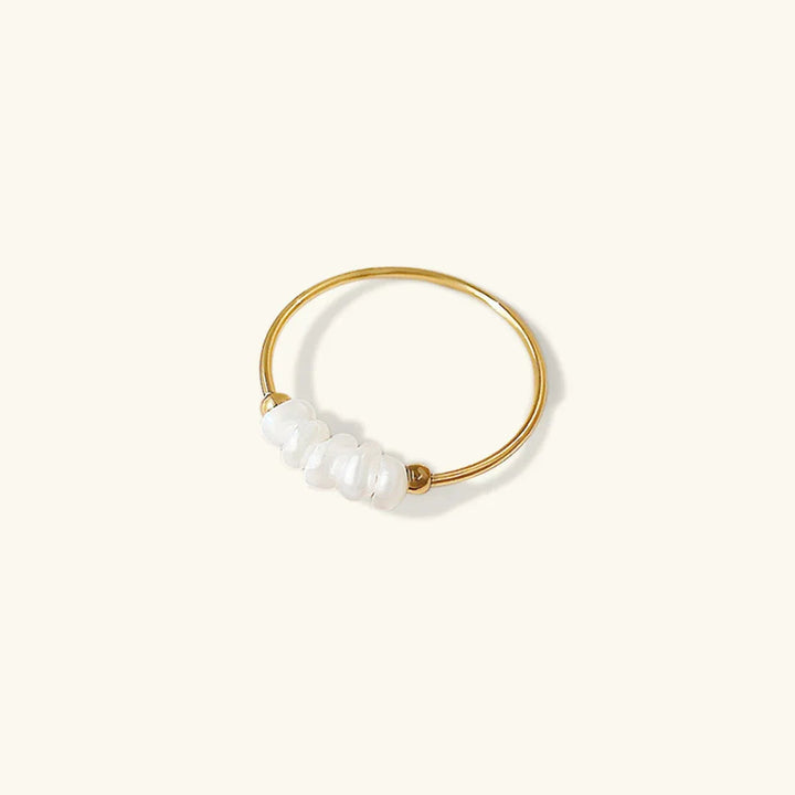 Gold-Plated Faux Pearl Stackable Ring Women