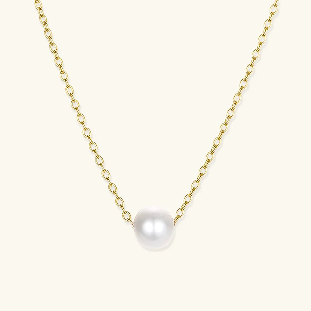 Gold-Plated Faux Pearl Pendant Necklace with Stainless Steel for Women