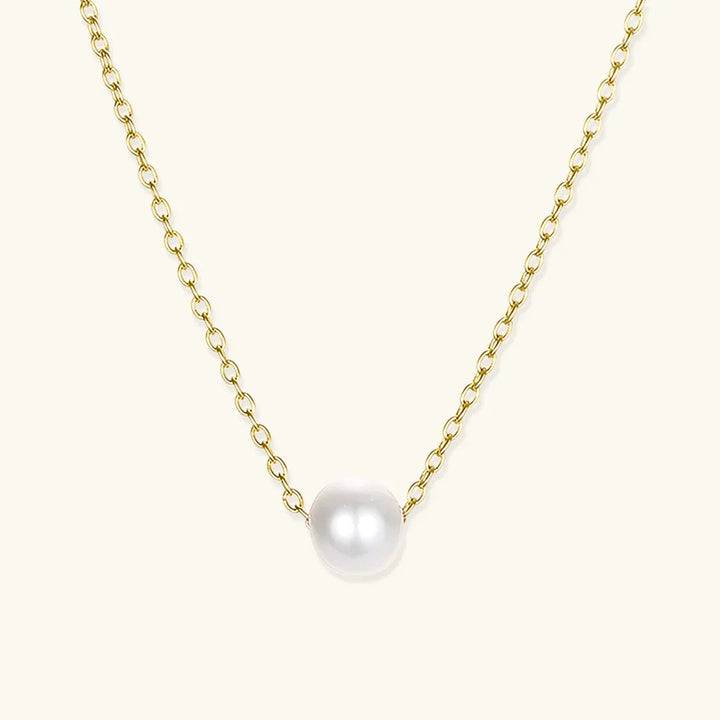 Gold-Plated Faux Pearl Pendant Necklace with Stainless Steel for Women