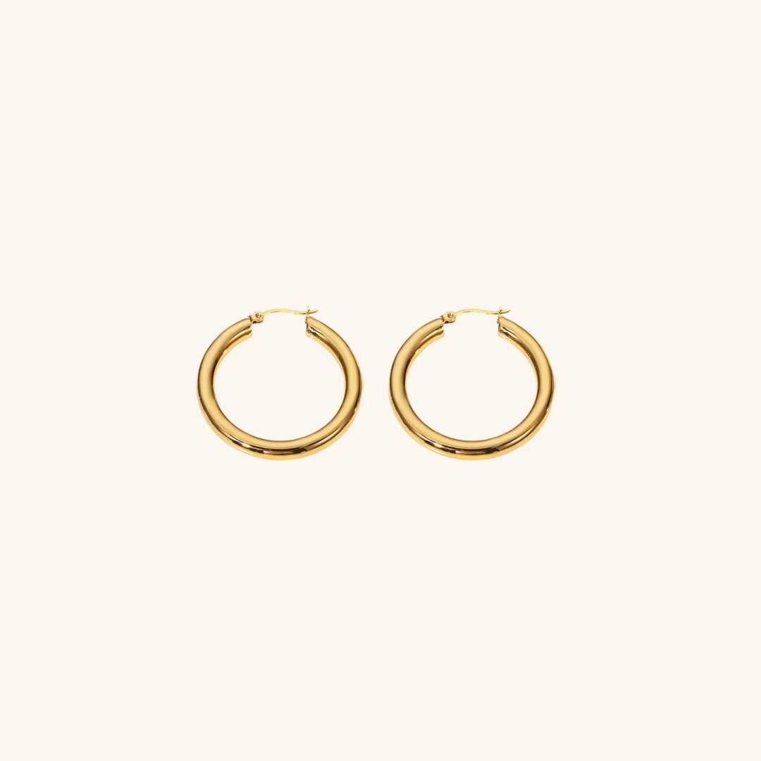 Gold-Plated Wide Hoop Earrings
