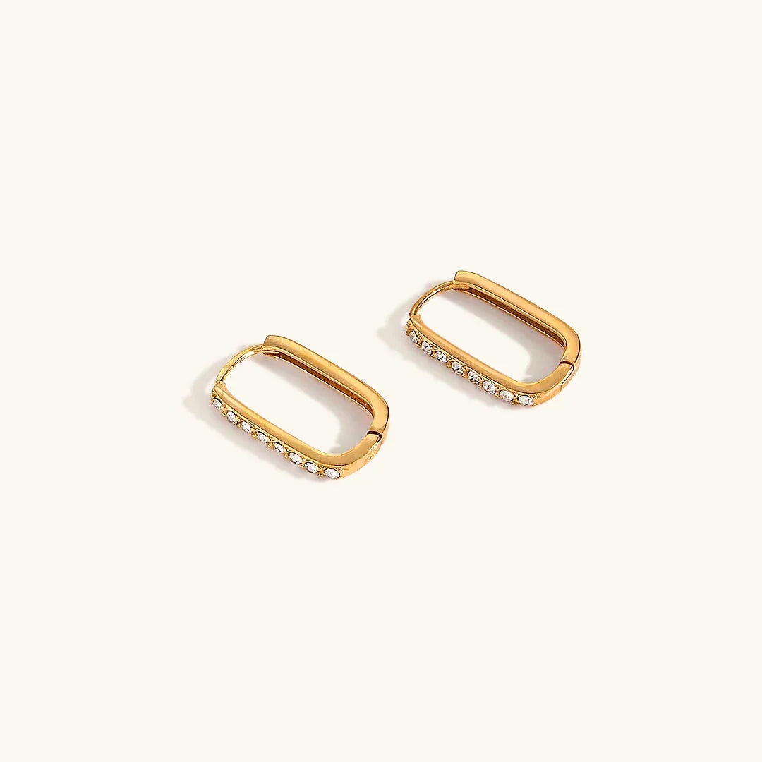 Gold-Plated Cubic Zirconia Oval Hoop Earrings for Women