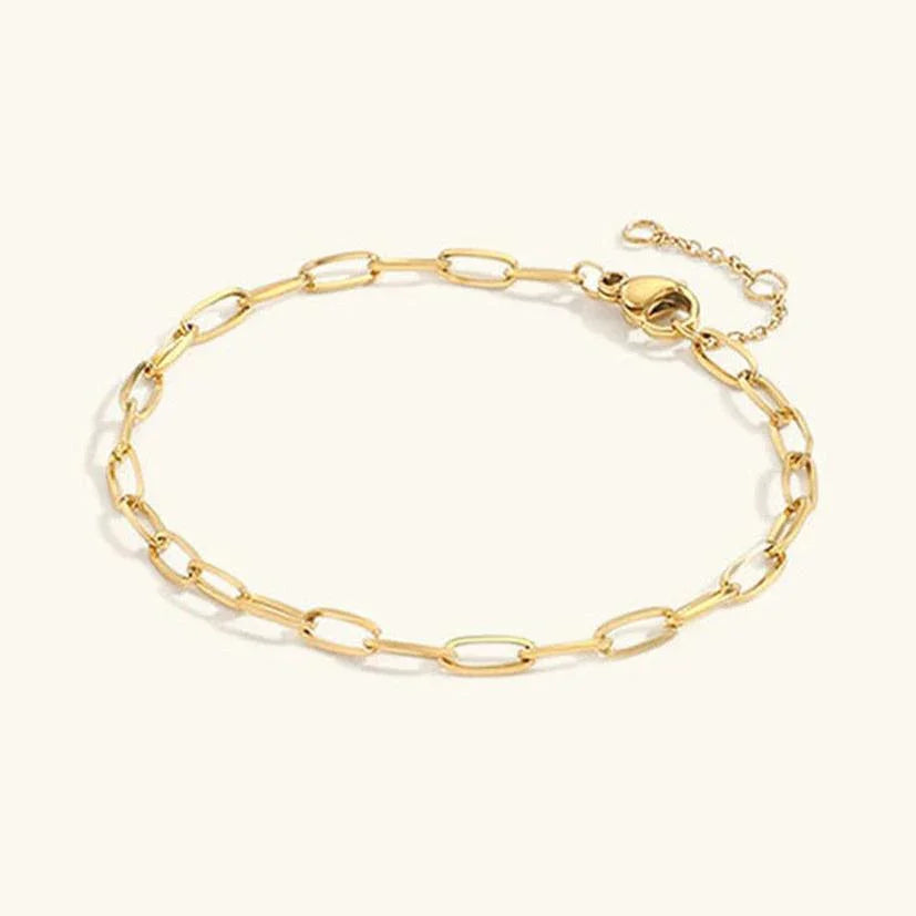 Gold-Plated Paperclip Chain Bracelet for Women