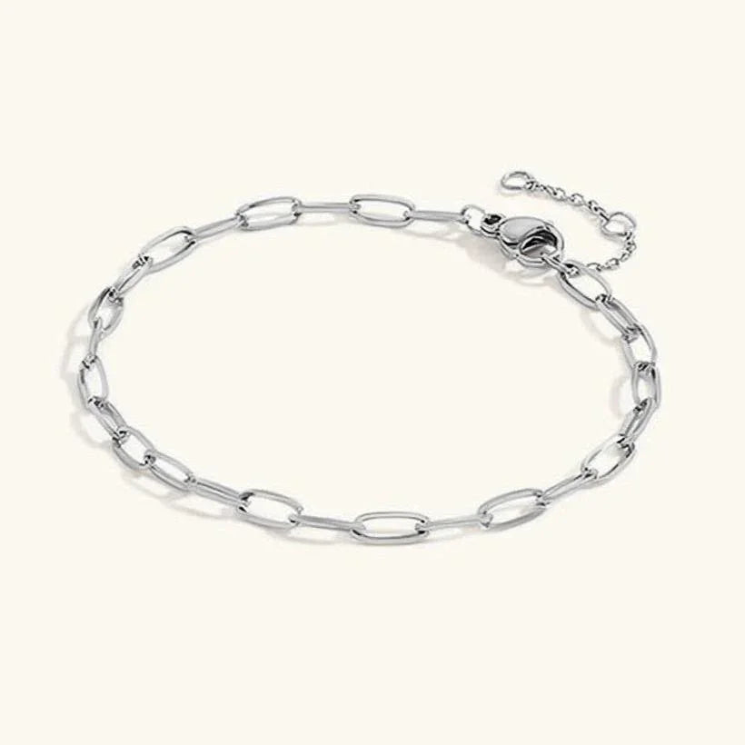 Gold-Plated Paperclip Chain Bracelet for Women