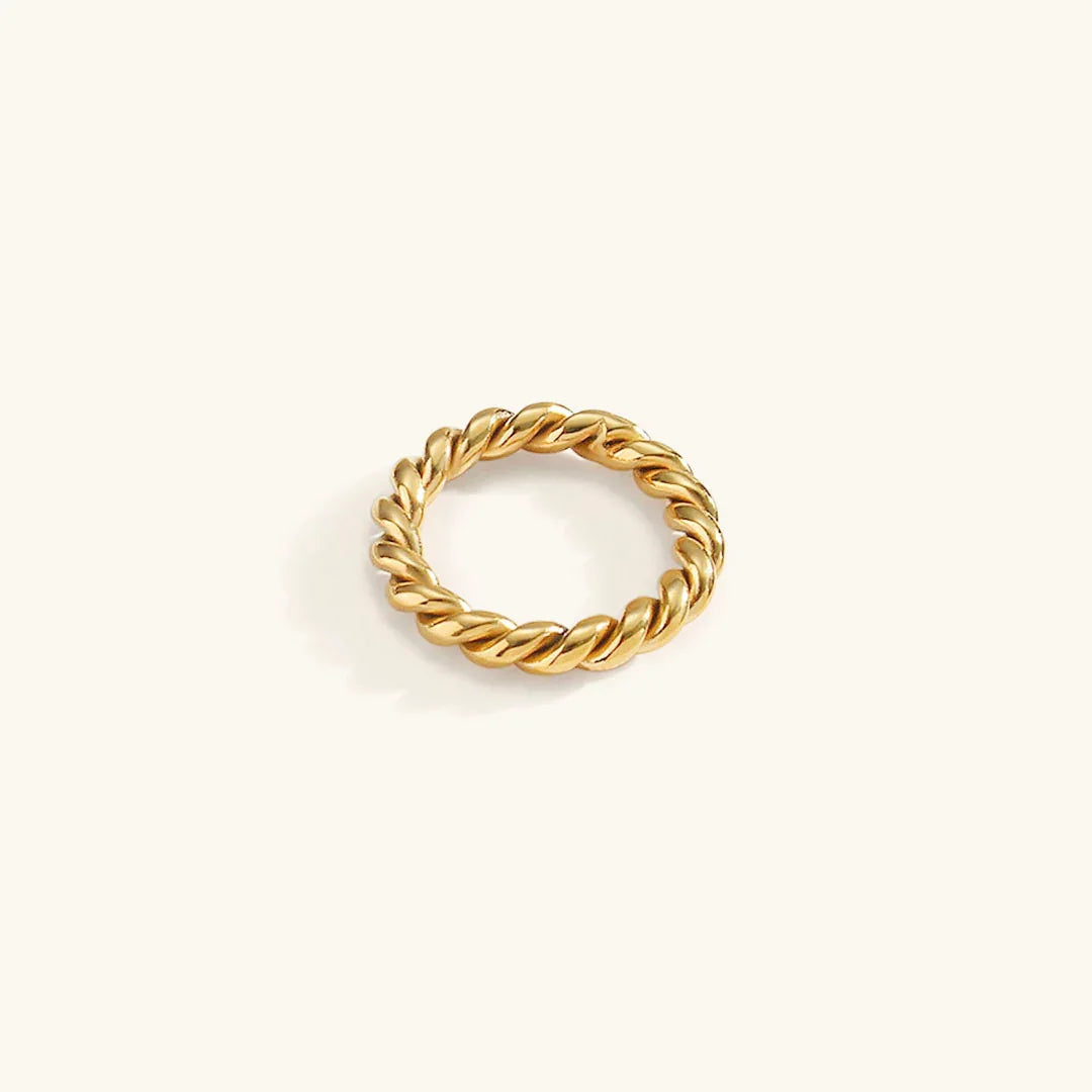Gold-Plated Rope Texture Ring for Women