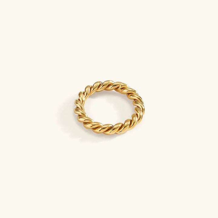 Gold-Plated Rope Texture Ring for Women