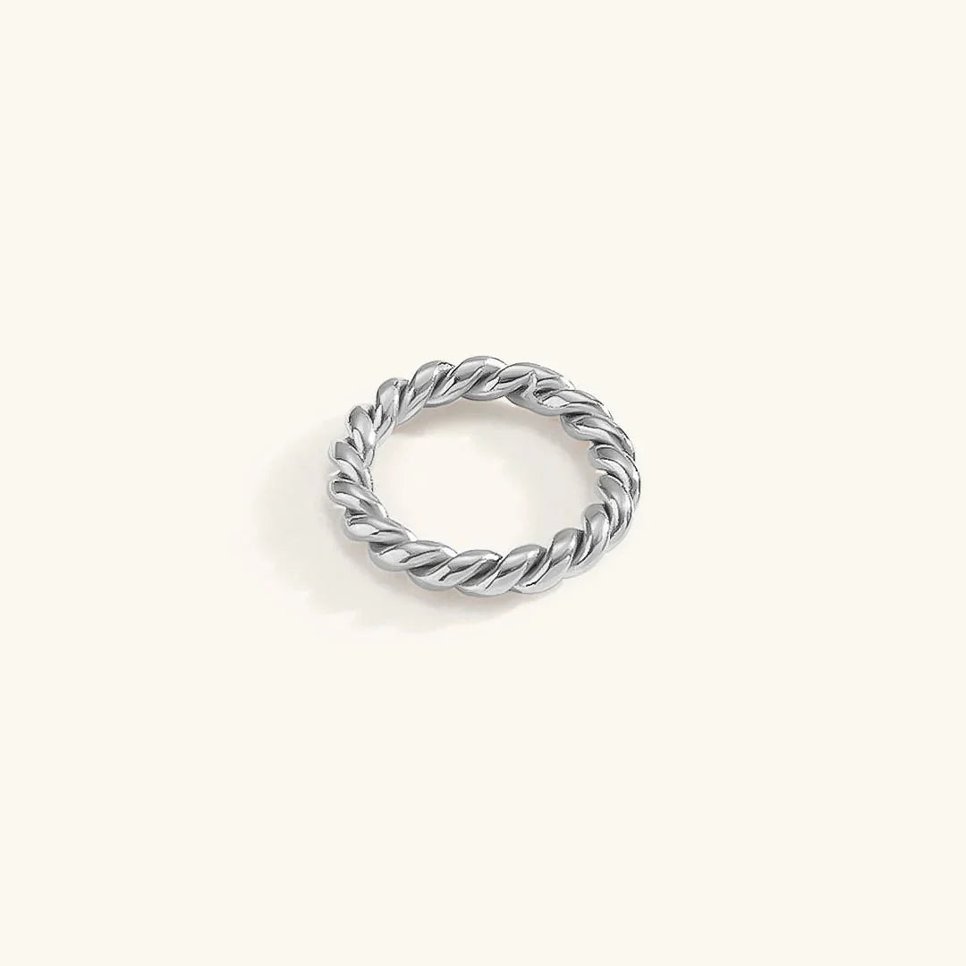Gold-Plated Rope Texture Ring for Women