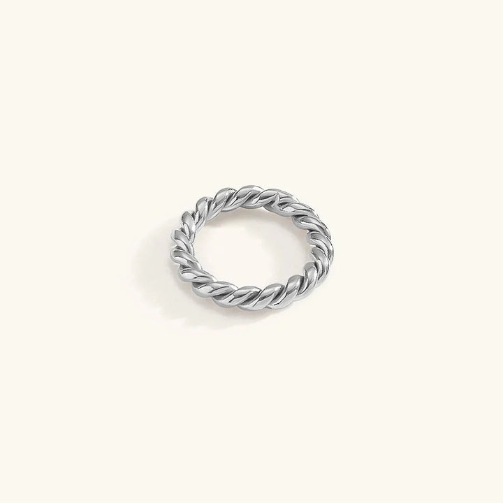Gold-Plated Rope Texture Ring for Women