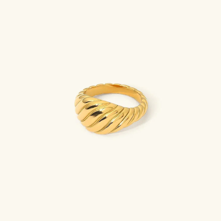 Gold-Plated Stainless Steel Croissant Statement Ring for Women