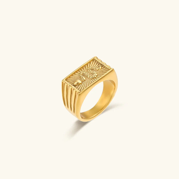 Gold-Plated Serpent Signet Ring For Women