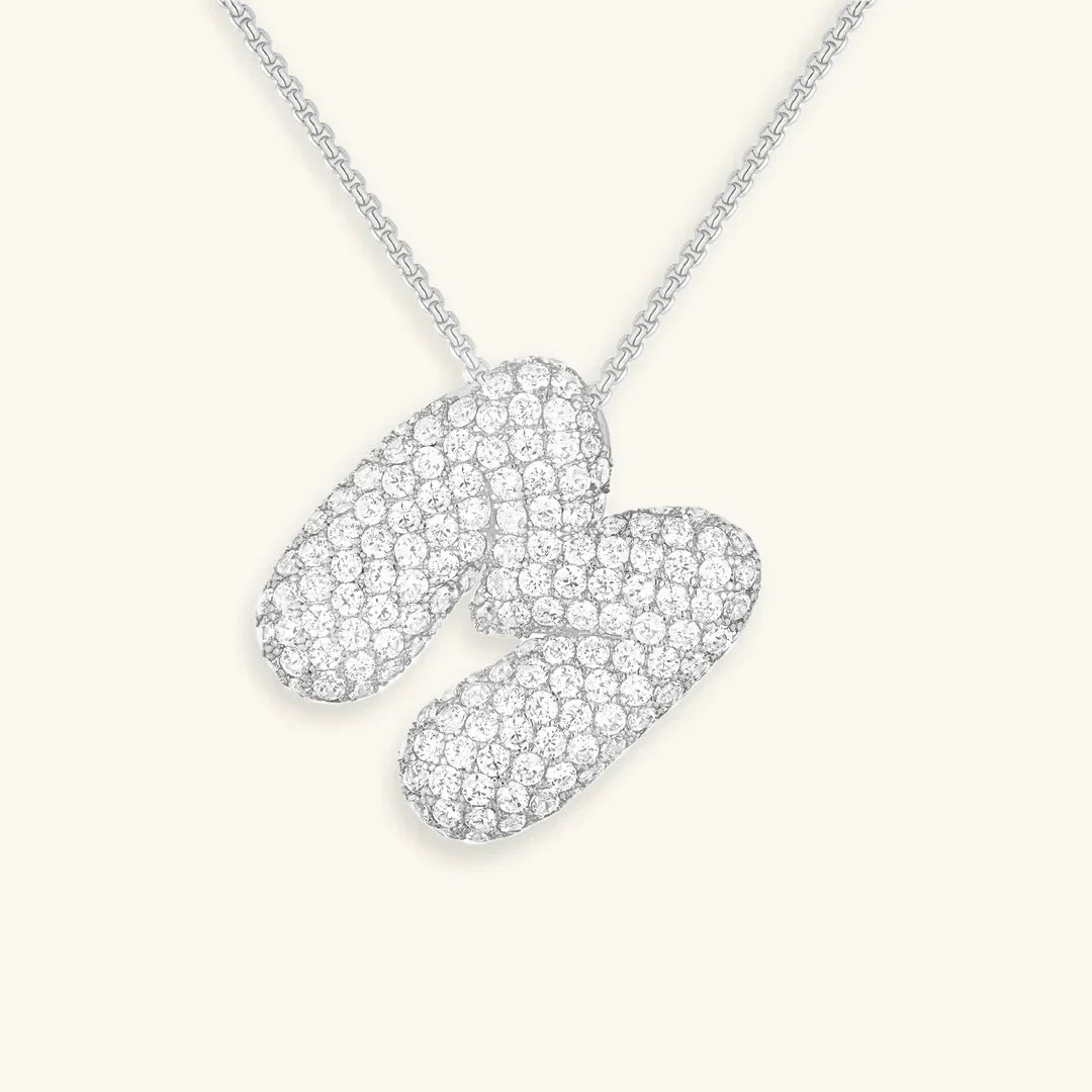 Gold-Plated Bubble Initial Diamond Necklace