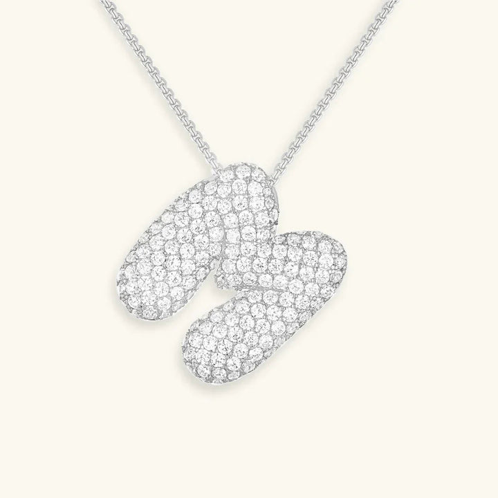 Gold-Plated Bubble Initial Diamond Necklace