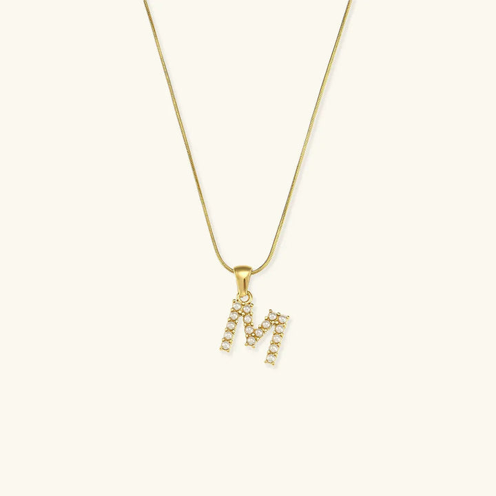 Gold-Plated Initial Letter Necklace with Freshwater Pearls