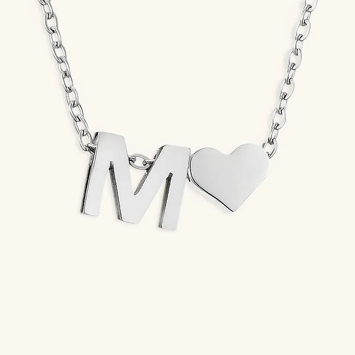 Gold-Plated Initial Heart Pendant Necklace