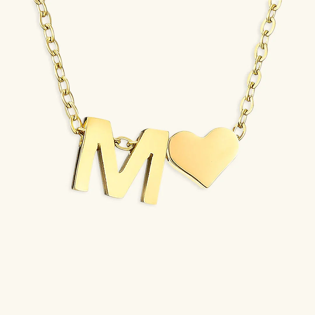 Gold-Plated Initial Heart Pendant Necklace