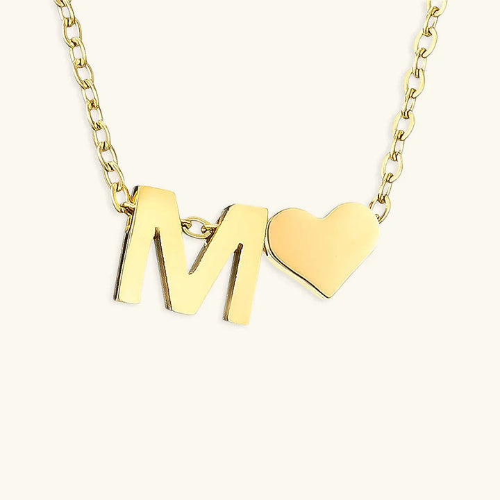 Gold-Plated Initial Heart Pendant Necklace