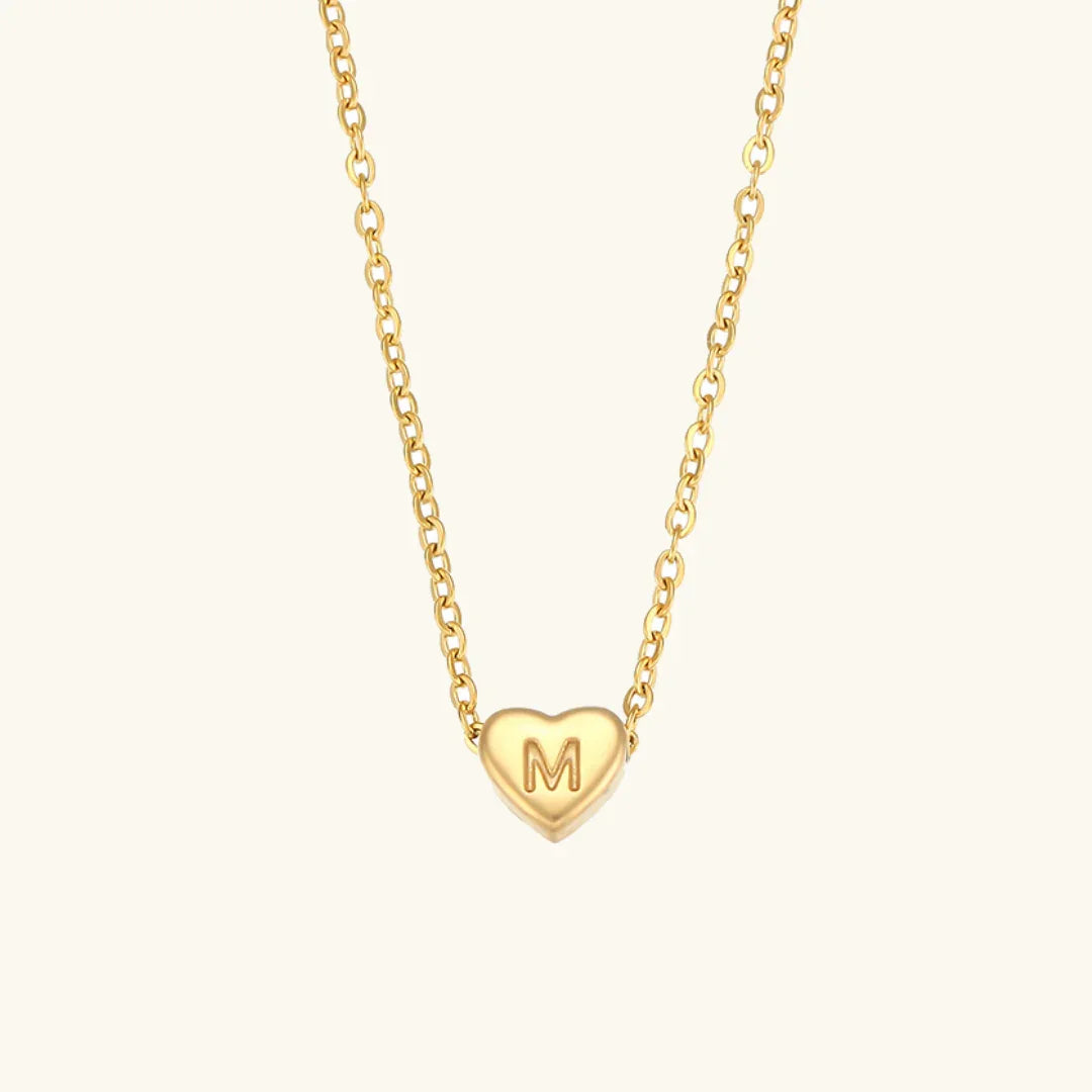 Gold-Plated Heart Initial Necklace